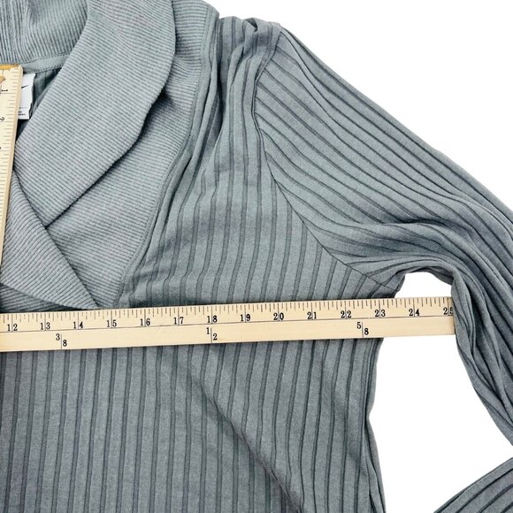 Nike Yoga Womens Plus Size Training Top 1X Shawl Collar Gray Ribbed Stretch - Picture 4 of 7